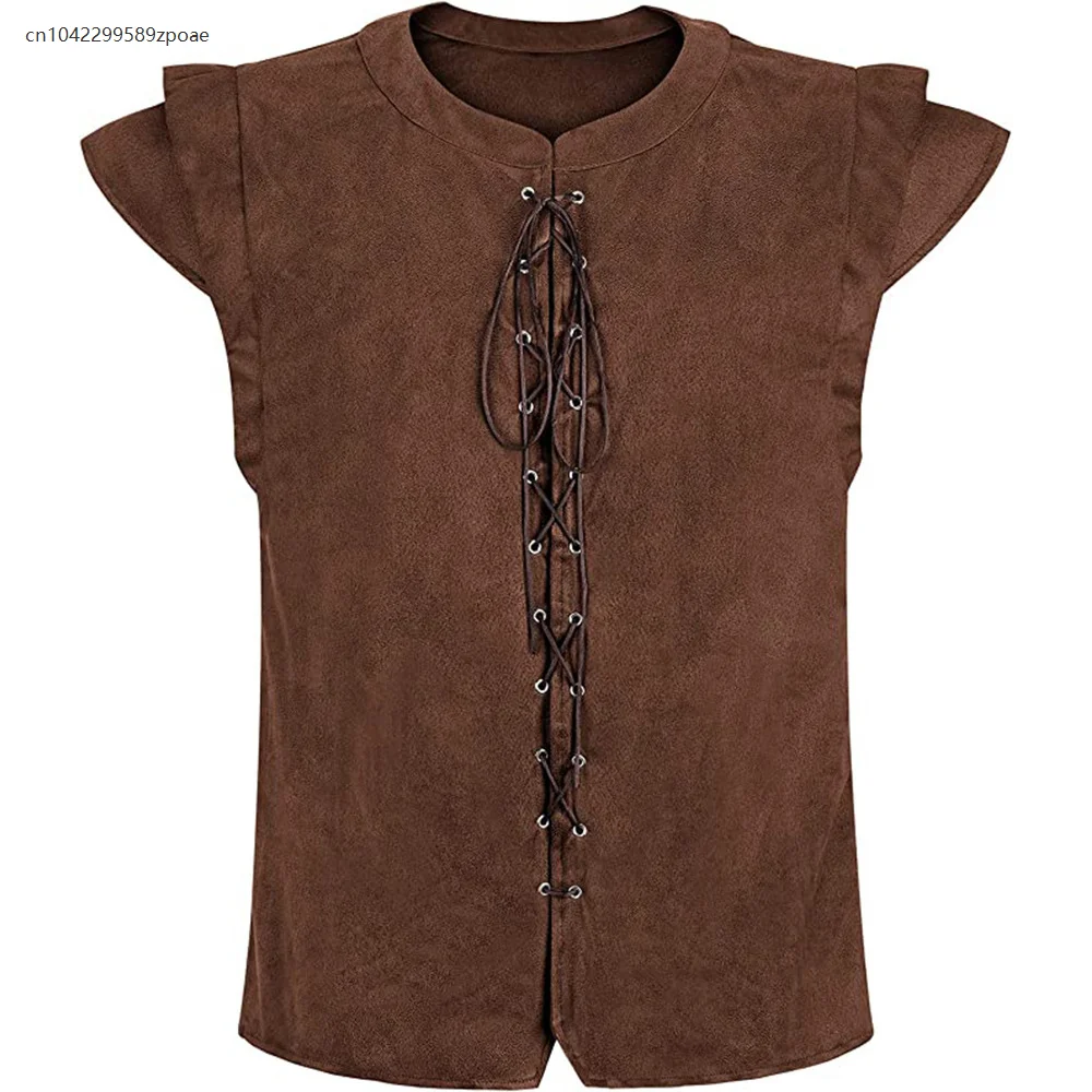 

Suede Men's T-shirt Halloween Medieval Renaissance Viking Pirate Deerskin Vest Vest Holiday Party Cosplay Performance Costume