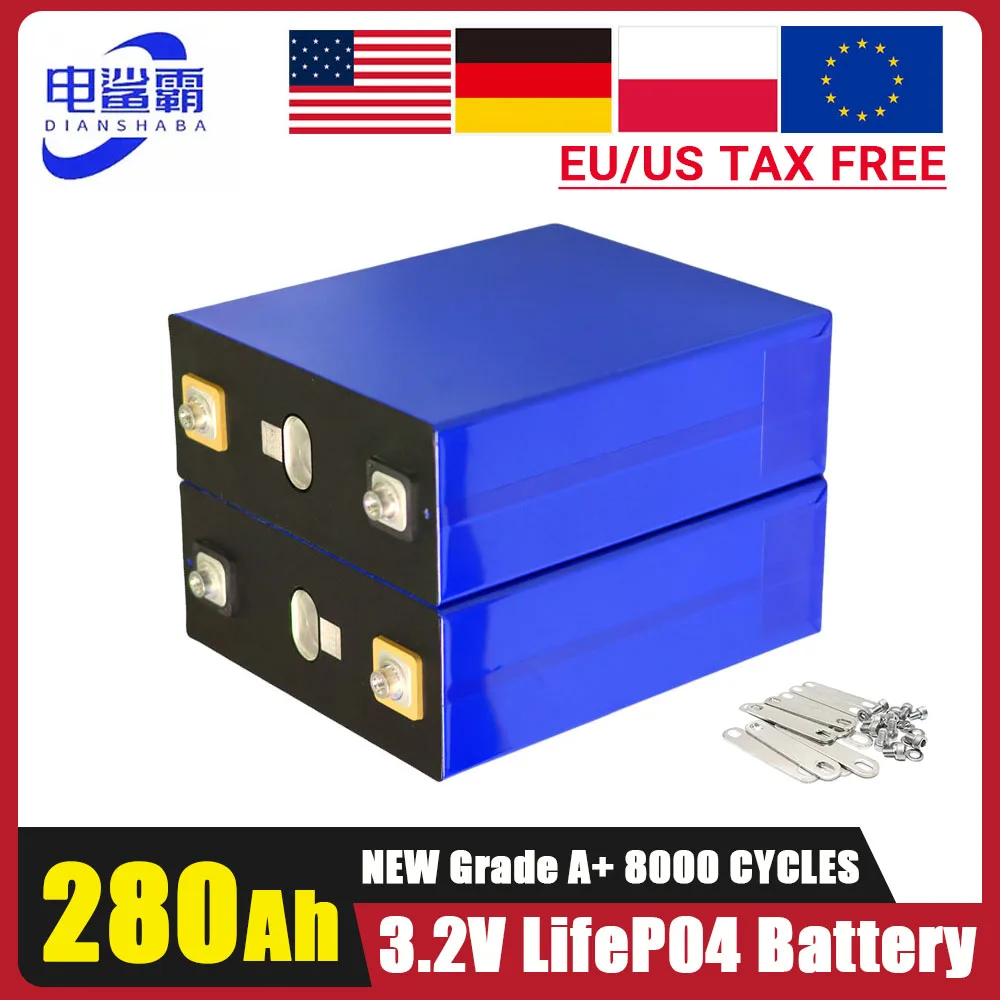 

New 3.2V 280AH LiFePo4 battery 12V 24V 36V RV camping lithium iron phosphate cell golf cart rechargeable batteries EU TAX Free