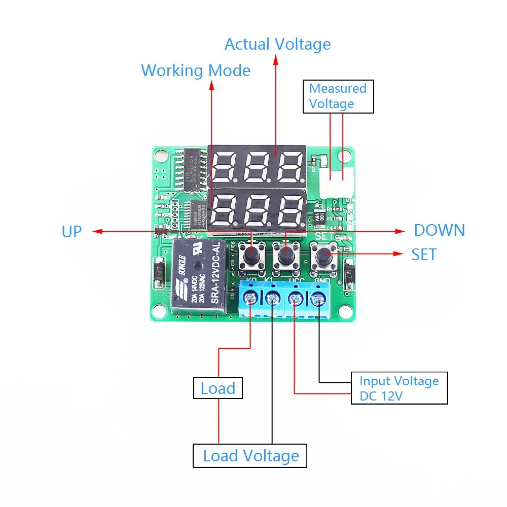 12V/24V/48V 10A/30A Lithium Battery Charge Discharge Controller Protection Board Low Voltage Cut Off Disconnect Module LED Show