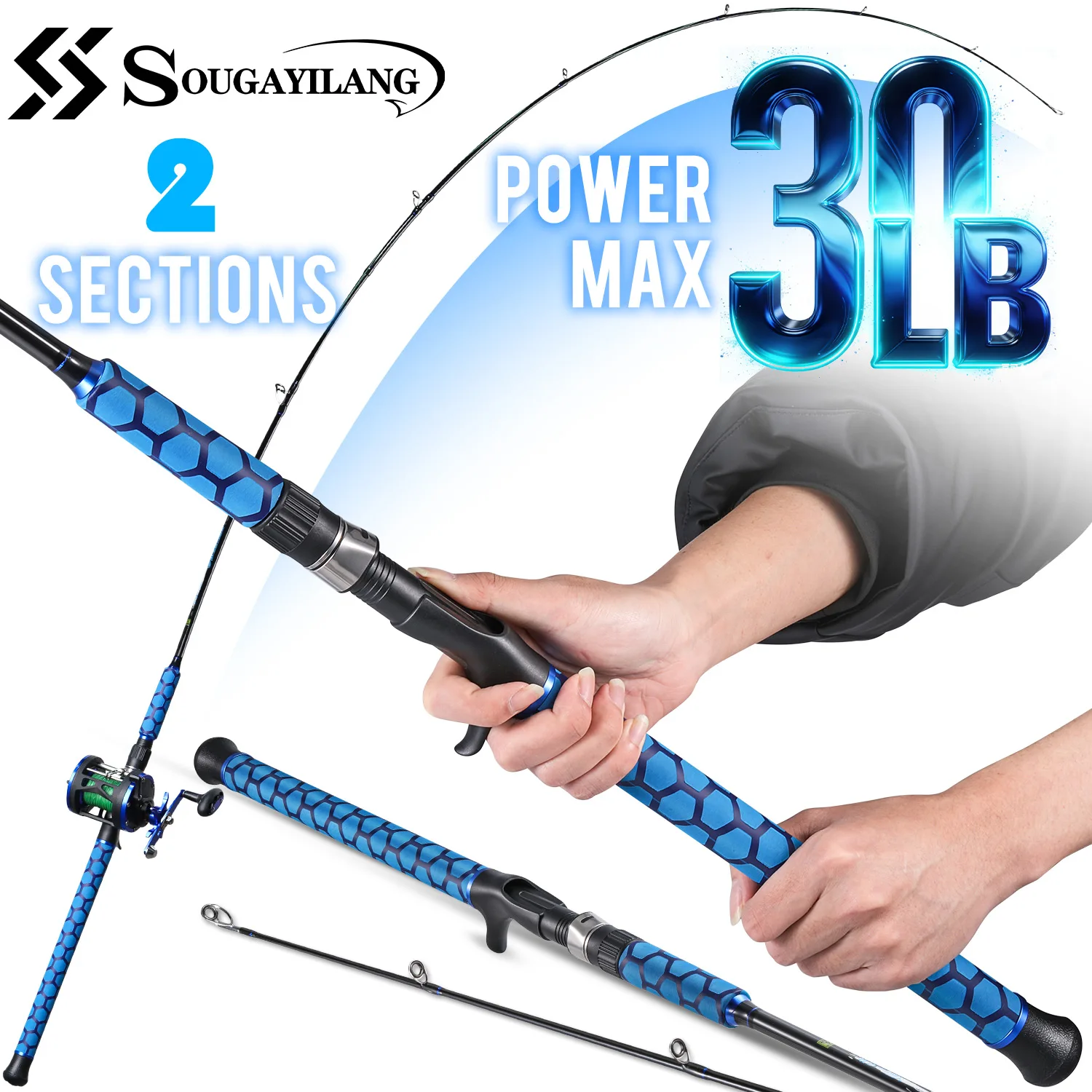 

Удилище Sougayilang 2-секционное, 2.4м, для дальнего заброса, для ловли карпа, максимальное сопротивление 13кг, для морской рыбалки