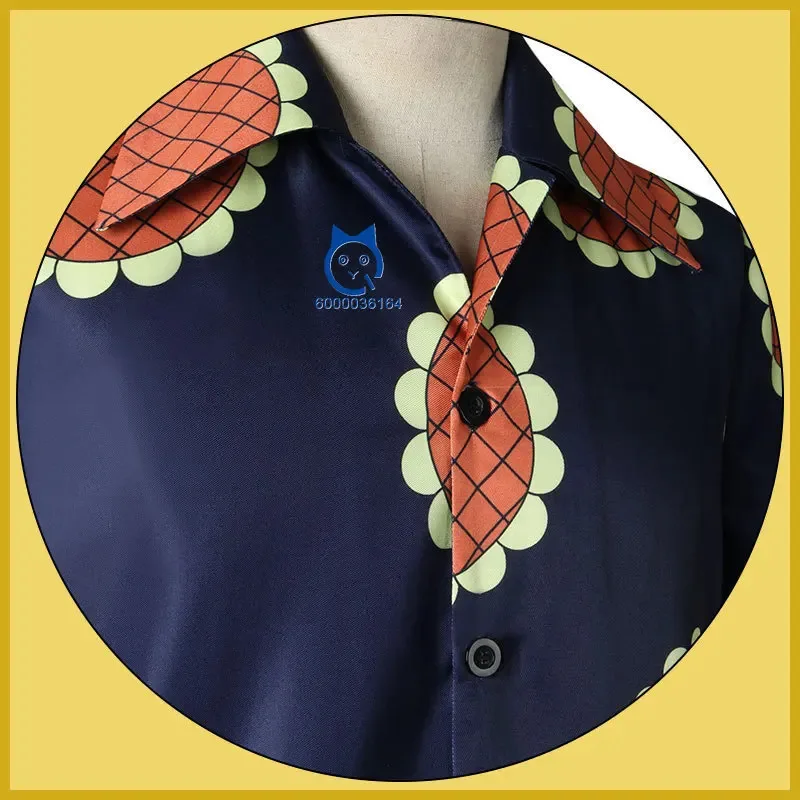 Disfraz de Anime Monkey D Luffy para hombre y mujer, camisa con botones y estampado de girasol, traje de juego de rol para Halloween, camisa informal para todos los días para adultos