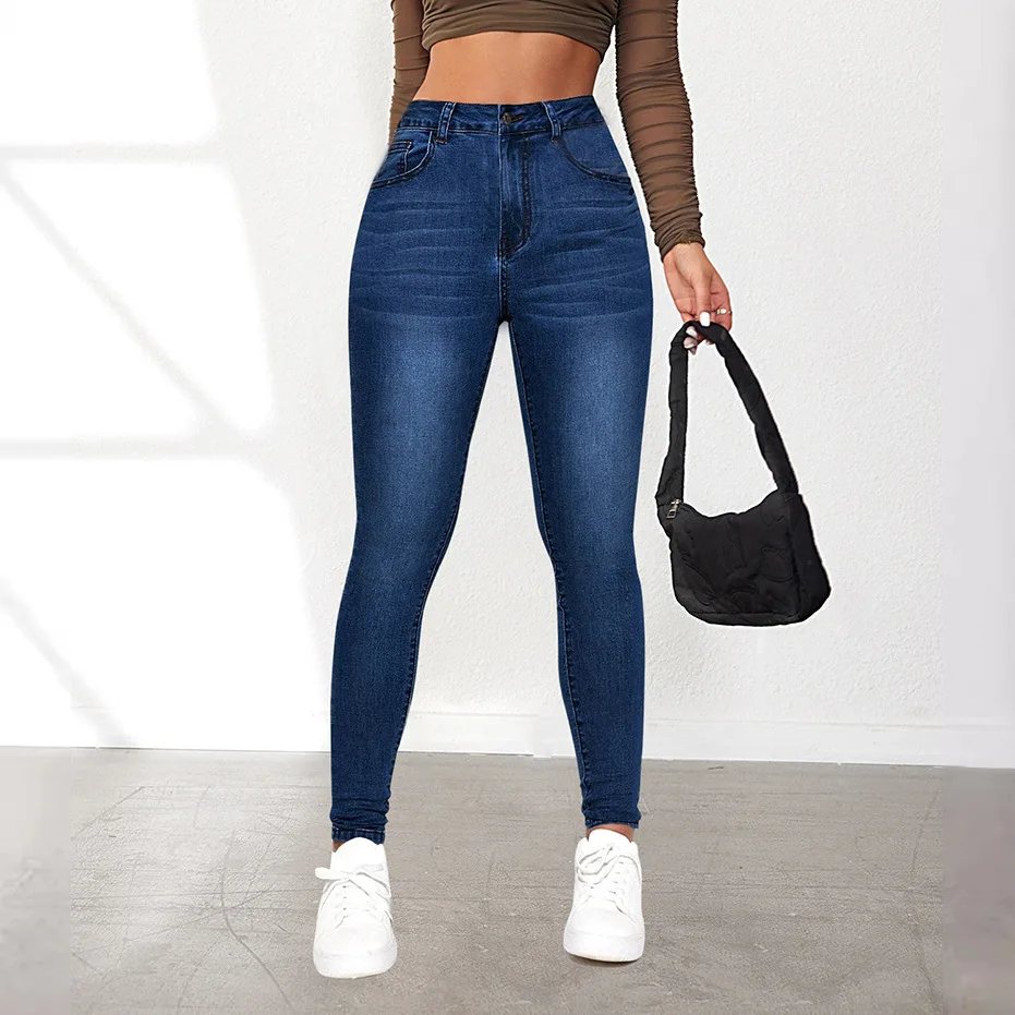 Jeans Women Denim Pant Long Pants Sheath Slim Fit High Waist Straight Trousers  Streetwear Elegant Bodycon Sexy Work
