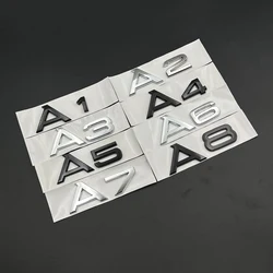 3d ABS Chrome Black Logo A3 A1 A2 A4 A6 A7 A8 A5 Emblem Letters Badge Nameplate Sticker Car Trunk Decal Accessories
