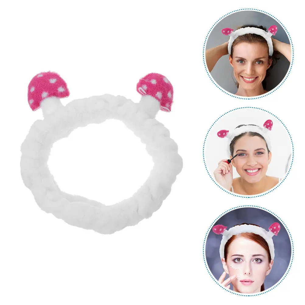 

2 шт. розовые повязки на голову в форме гриба для женщин: для ухода за кожей, умывания, макияжа, спа-процедур, мягкие и удобные аксессуары для волос