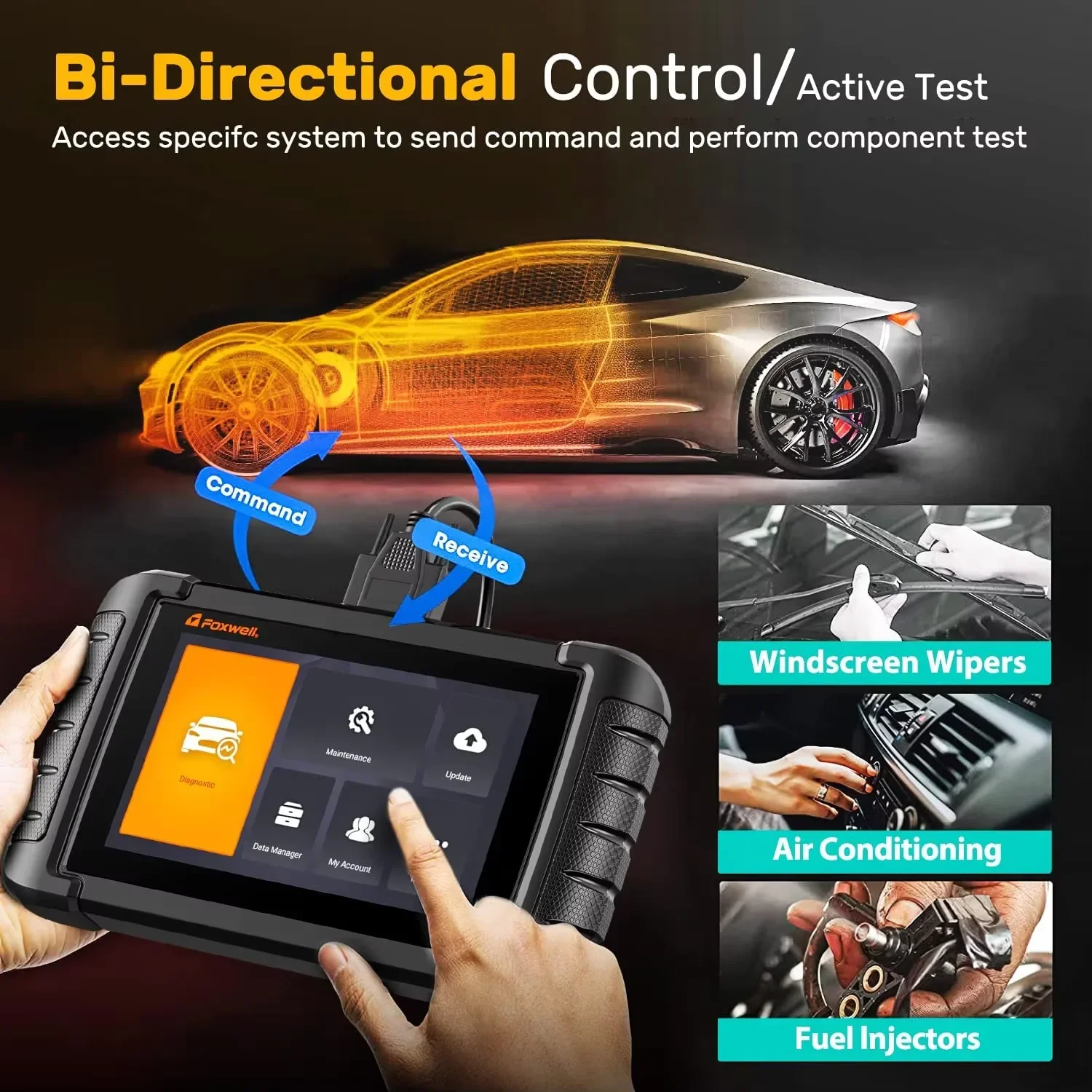 Picture 6: FOXWELL NT809 Automotive Scanner Bidirectional Test All System 30+ Reset Injector Coding Throttle Relearn Diagnostic Tool