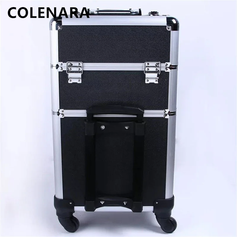 COLENARA New Luggage Women\'s Large-capacity Trolley Bags Fashion Beautician Makeup Case Removable with Wheels Rolling Suitcase