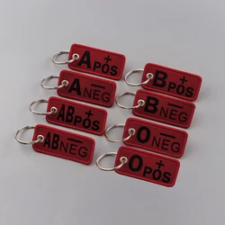 Blood Type Embroidery Key Fobs First Aid Medical Key Tags Keychain For Motorcycles Cars Key Ring Accessories Chaveiro Gifts