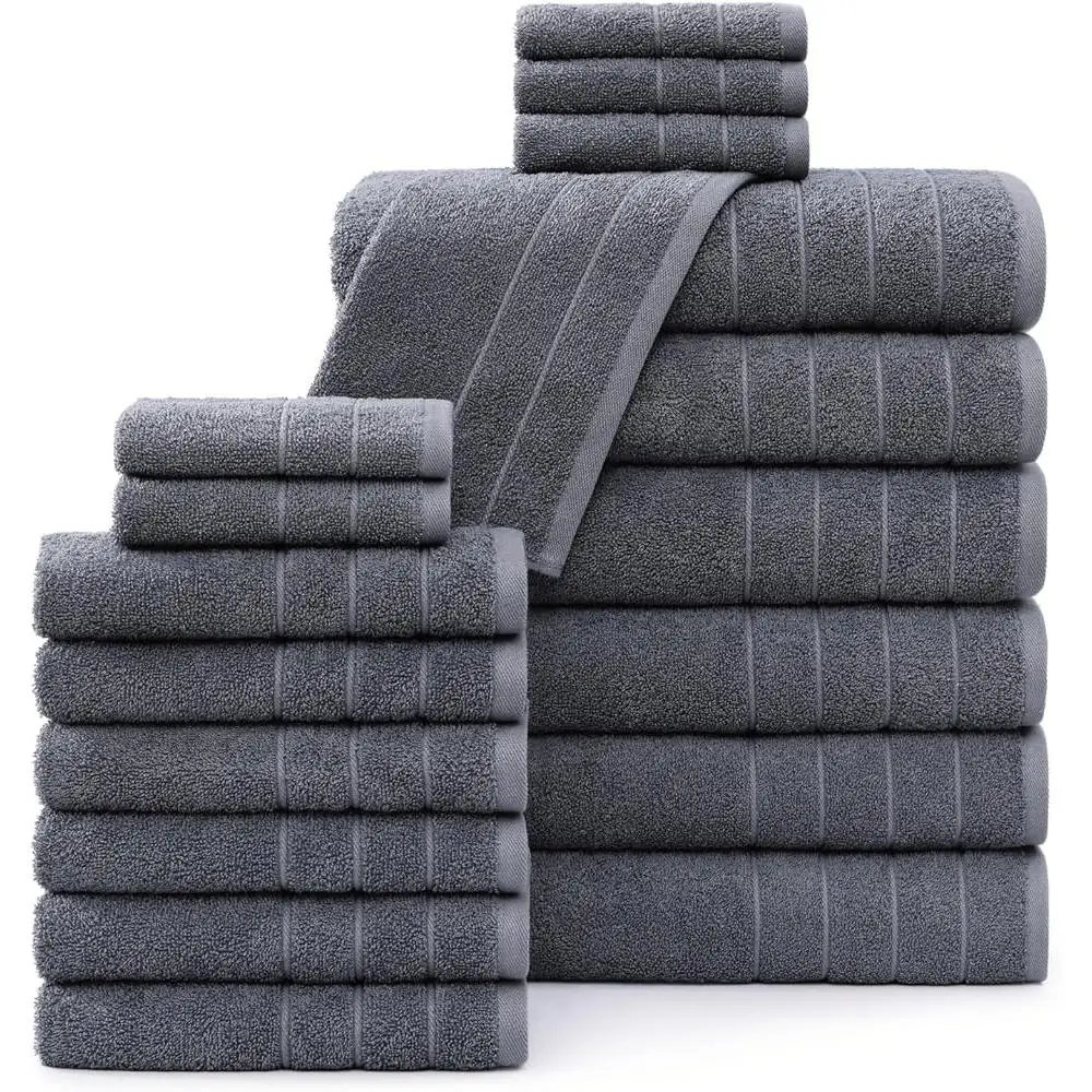 18 Piece Ultra Soft Cotton Bath Towel Set Large Bath Towels Hand Towels Washcloths Quick Dry Bathroom Accessories Gift All Ages