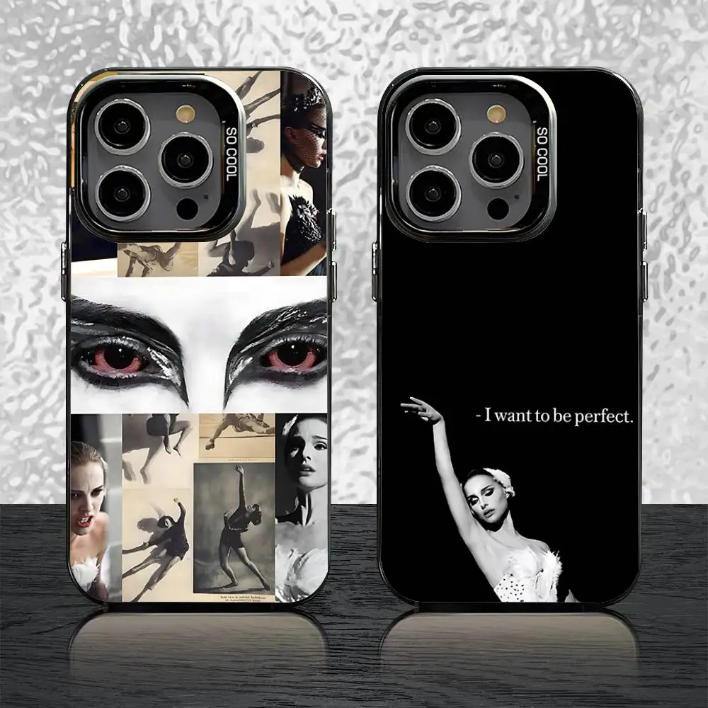 

I Want To Be Perfect Black S-Swan Phone Case For iPhone 16,15,14,13,12,11,Pro,Max,Plus,Mini,SE Grey Black Matte Laser Back Cover