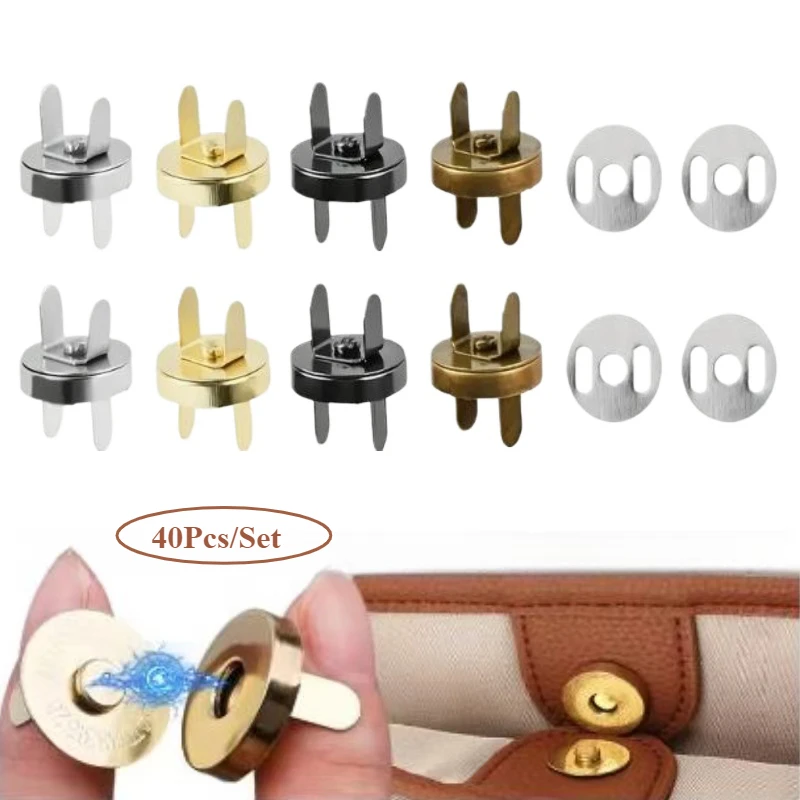 40Pcs/Set Metal Magnetic Clasps Craft Sewing Buttons Easy-Attach Knitting Snaps For Purses, Bags, Clothes Sewing Parts Accessory