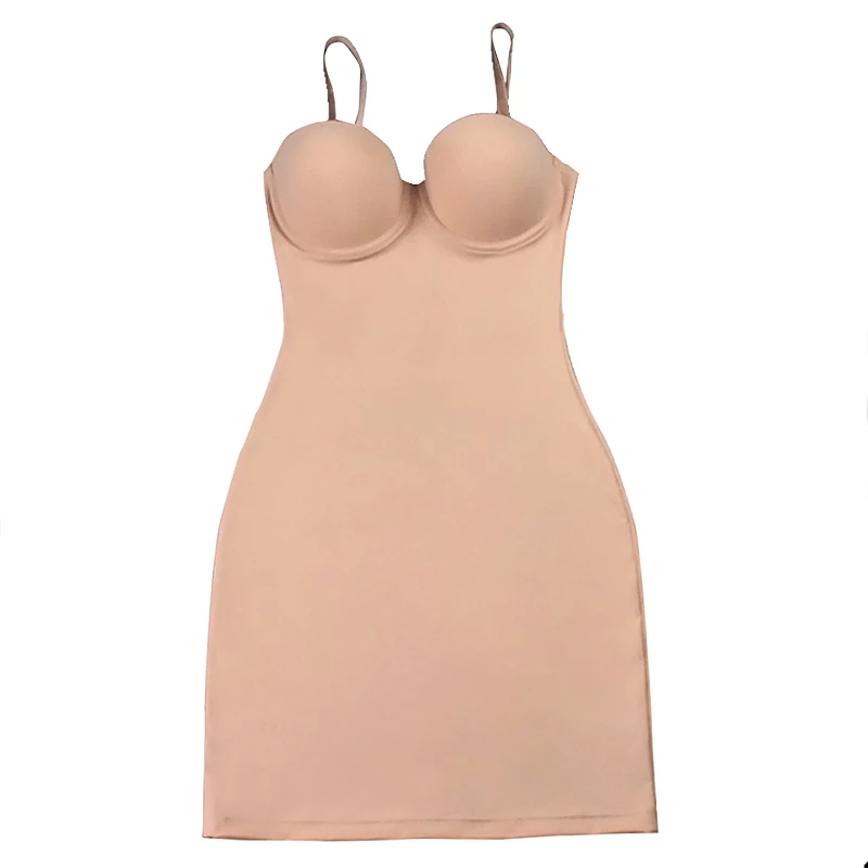 Frauen Stretch Gerade Kleid Mit Bügel Tasse Einfache Sexy Kleider Spaghetti Strap Rohr Bodycon einteiliges Bleistift Unterkleid – Detail 15