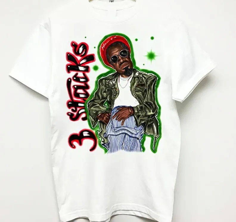 

Андре 3000, винтажная рэп-рубашка с короткими рукавами белого цвета KV27084