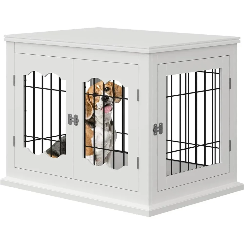 Furniture style dog cage with cushion, small and medium-sized dog cage, indoor aesthetic dog cage, chewy resistant metal strip