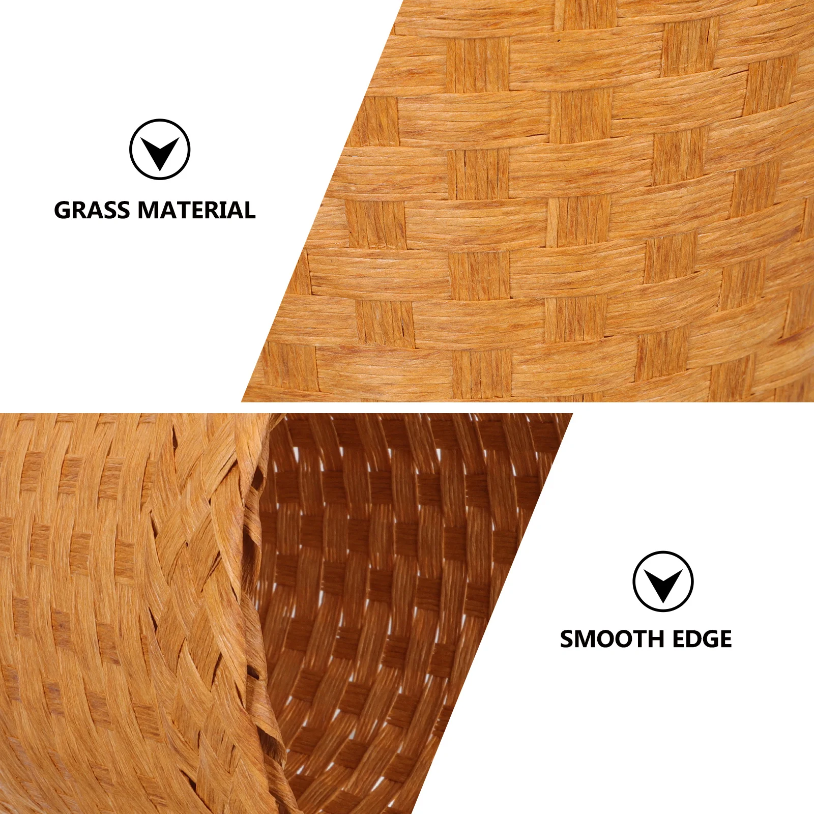 

Storage Basket Woven Design Multi-Purpose Home Office Organizer Large-Capacity Laundry Bin Waste Paper Container Grass