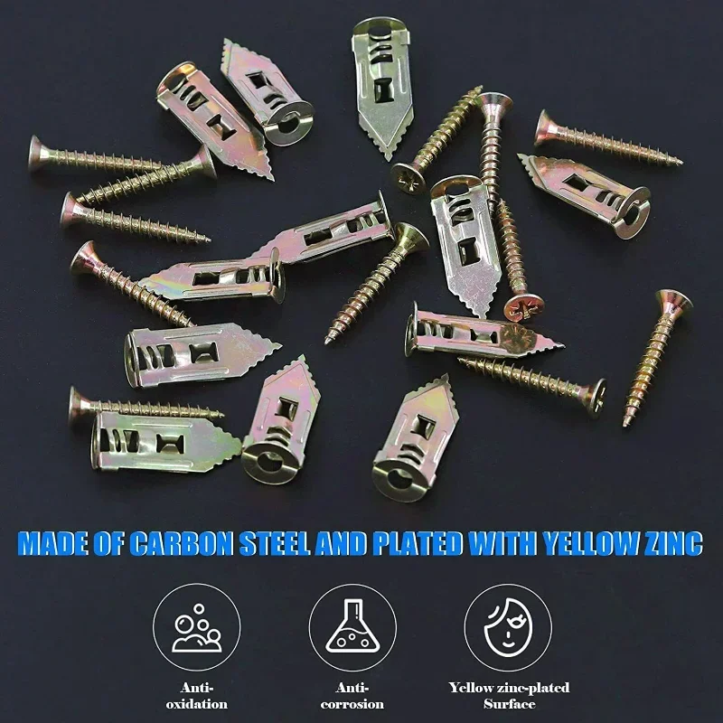 50/100 قطعة المراسي الحفر الذاتي مسامير قرع أنواع التوسع مسامير أداة الكربون الصلب المسمار الجصي جدار تحديد المكونات