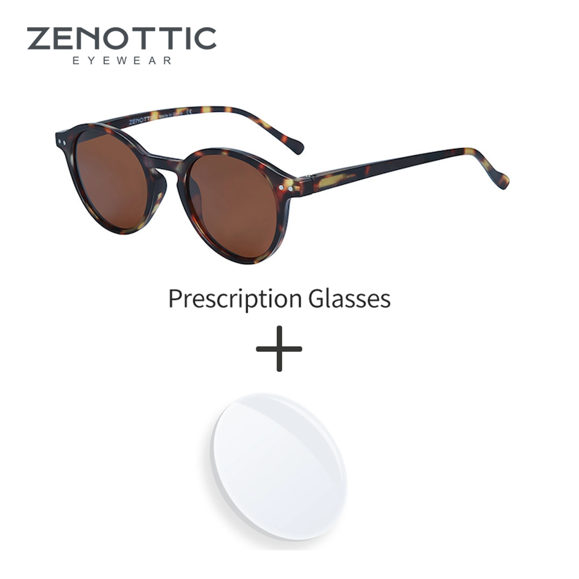 

ZENOTTIC Vintage Round Prescription Sunglasses For Unisex Polarized Myopia Lenses Multi Colors UV Protection