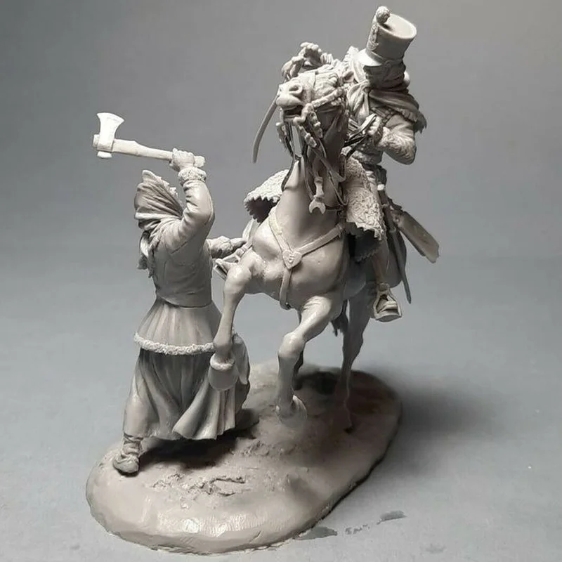 54mm scale microscene resin model figure kit ancient european farmer and cavalry unassembled unpainted miniatures