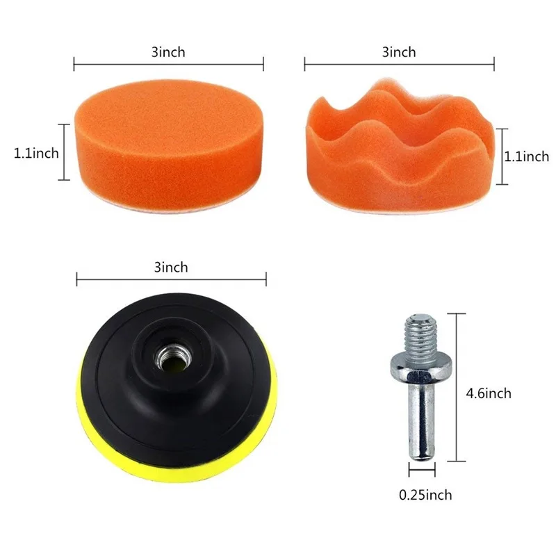 3Inch Car Polishing and Waxing Set, 80mm Multi-Functional Buffing Pads Kit - Soft Sponge, Wool Pad, and Ball Polishing Disc