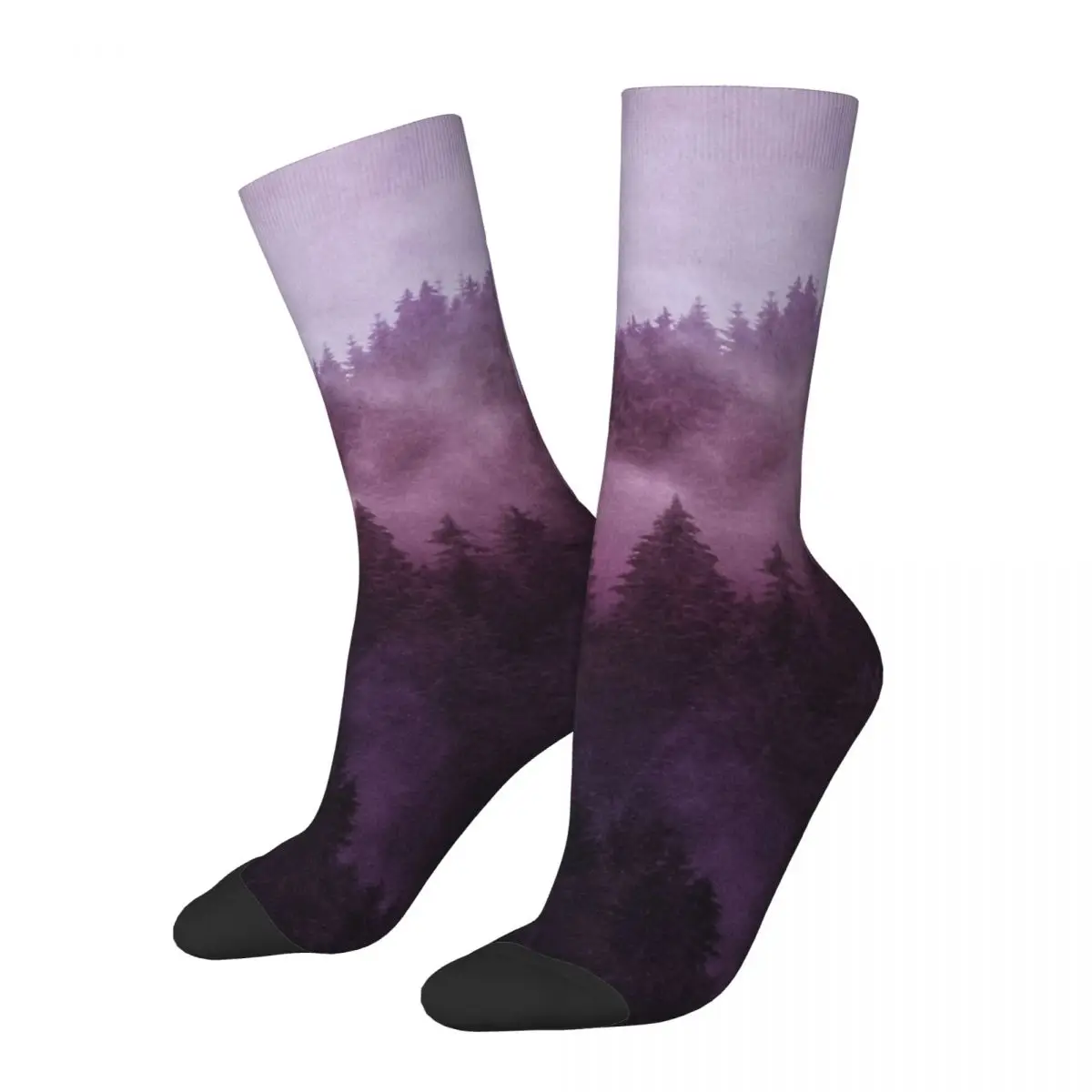 Pink Misty Forest Stockings Women Men Cloudy Fog Socks Quality Funny Socks Winter Outdoor Sports Non Slip Design Socks Gift Idea