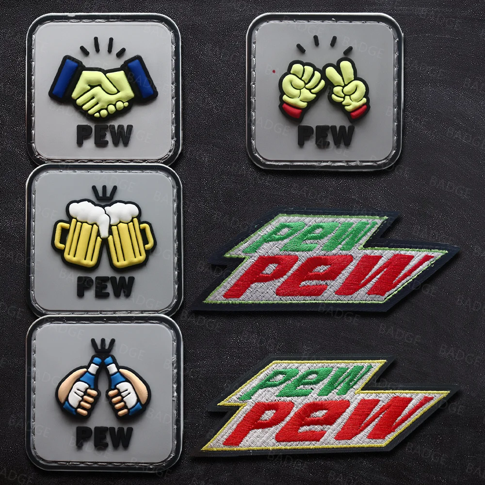 Bank bestickt Patch Humor lustig inspiriert Emblem Bier Handshake Pew taktische Abzeichen für Rucksäcke Ausrüstung Hut