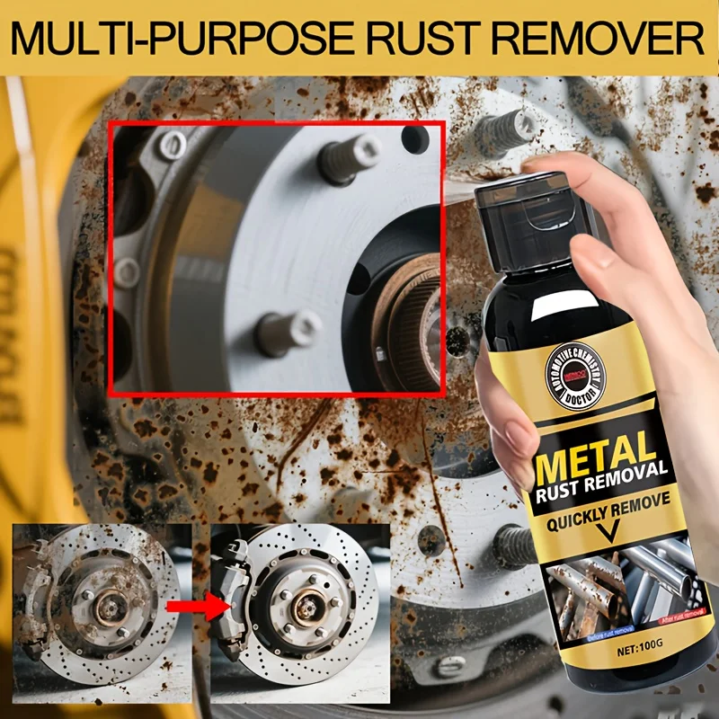 Multi-Purpose Car Rust Remover - Fast-Acting Iron & Powder Cleaner for Metal Surfaces, Chrome Paint, and Automotive Maintenance