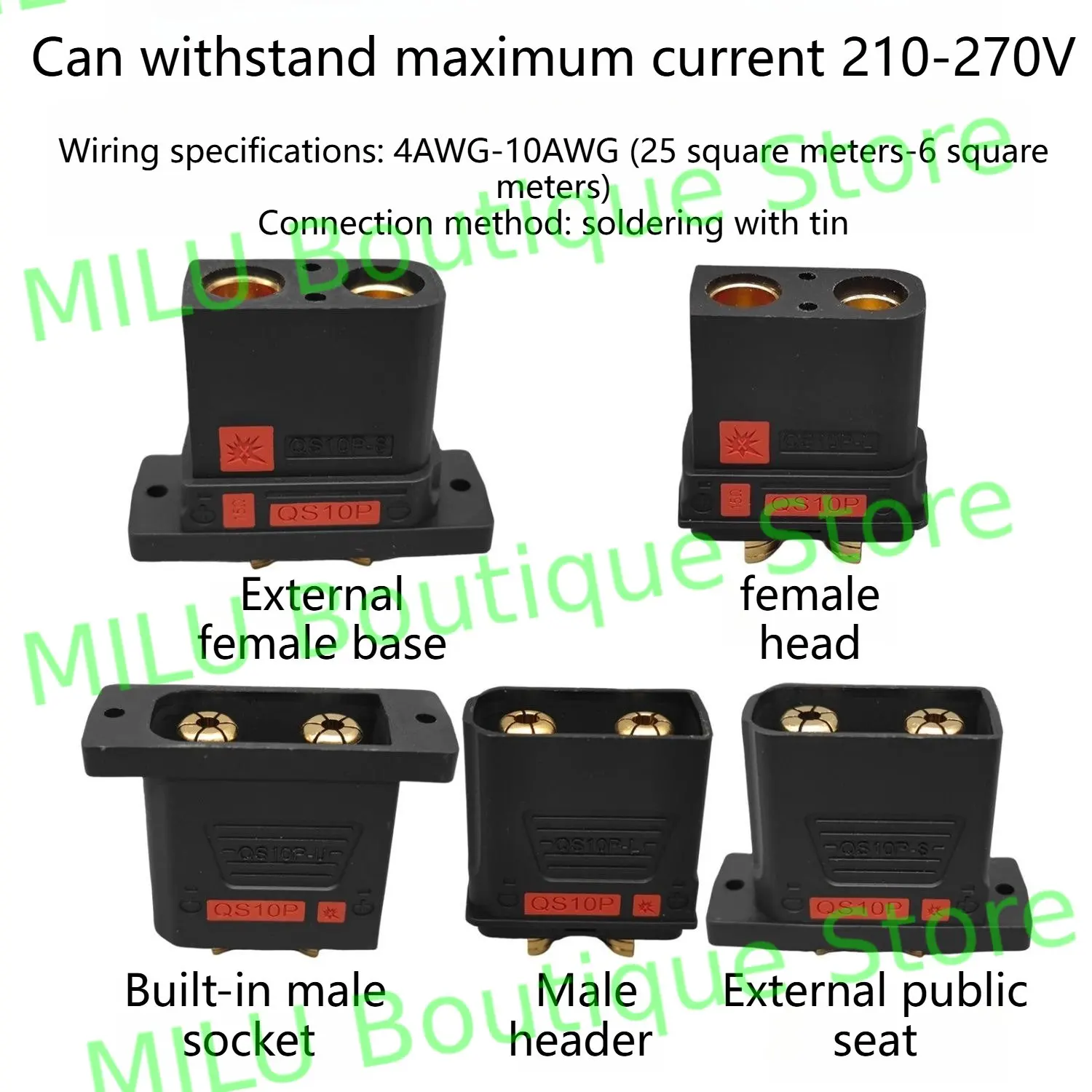 QS10 Series Battery Connector Anti-ignition Electric Vehicle Battery Terminal 210A QS10P-L-S-U Male Female Power Charging Plug