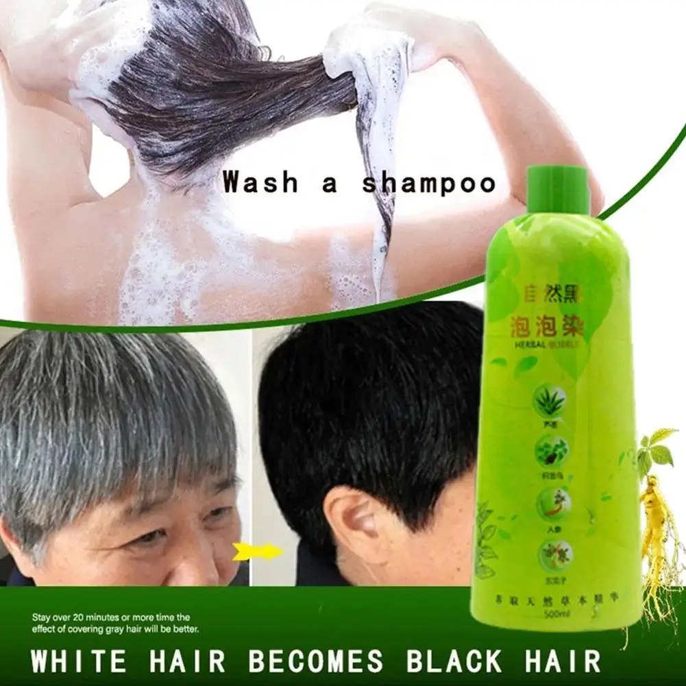 

For Men Women Bubble Gray Hair Dye Shampoo 500ml Brimless Shampoo 3 In 1 Black Hair Dye Coloring Shampoo Nourishes Long Lasting