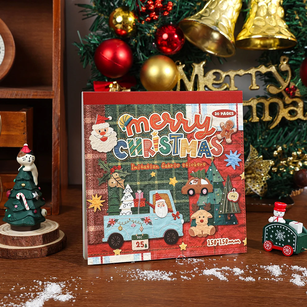 40 Sheets Christmas Stickers Matte & Glossy Santa Snowman Reindeer for Junk Journals Scrapbooks Holiday Party Decor