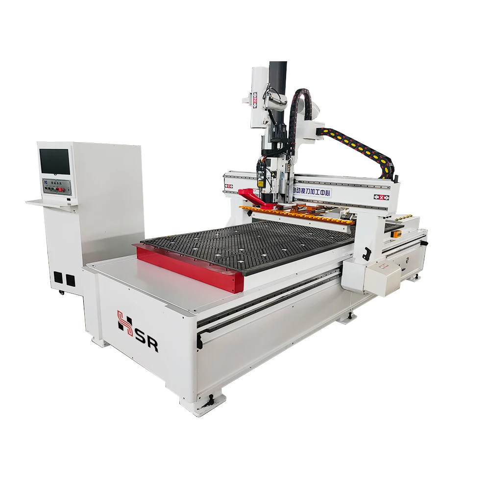 Small 3D Cnc Router Engraving Machine 1328 Tool Change Spindle And Row Drilling Straight Line Machine For Wood