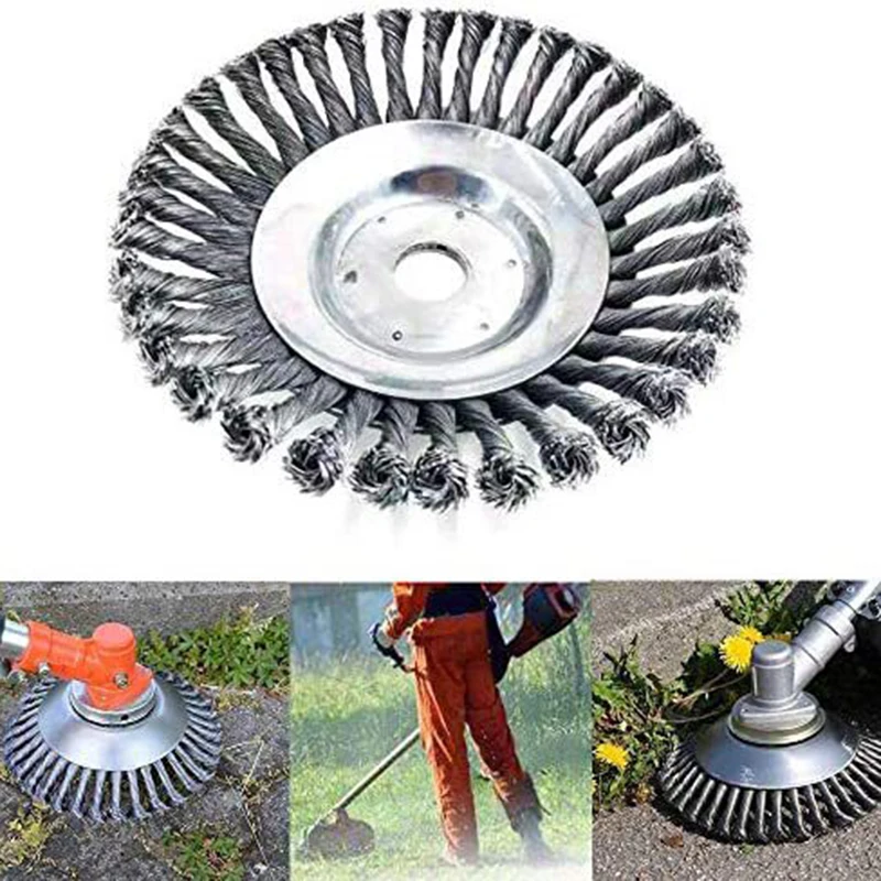 

Steel Wire Wheel Garden Weed Brush Lawn Mower Grass Eater Trimmer Brush Cutter Tools Garden Grass Trimmer Head Weed Brush