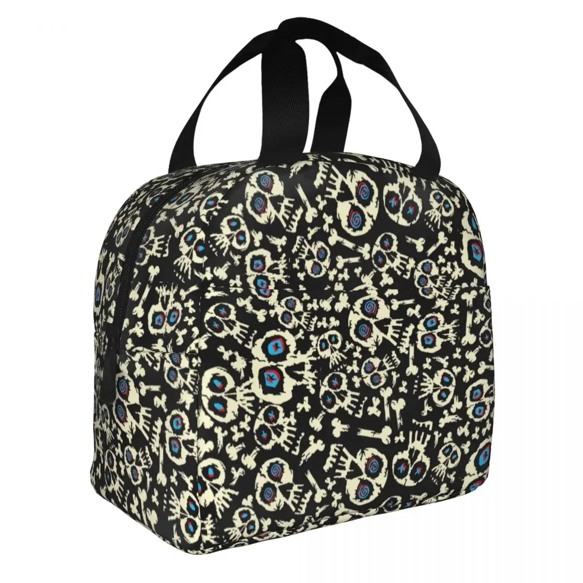 Bolsa de almuerzo con aislamiento de calavera sin costuras, bolsa térmica, contenedor de comida, bolso de mano oscuro para Halloween, caja de almuerzo de alta capacidad, Picnic de playa