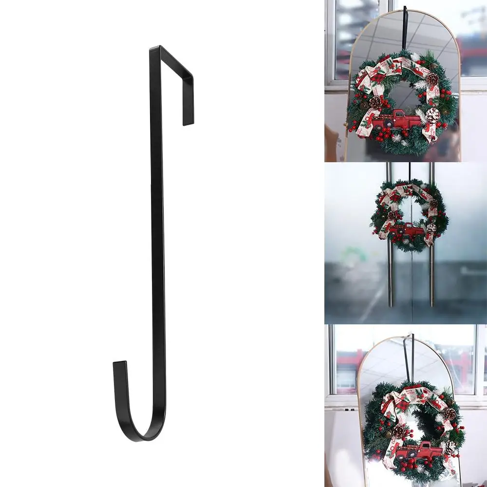 

Xmas Party Supplies 12/15 Inch Floral Wreath Hanger Carbon Steel Large Wreath Metal Hook Resuable Nail-free Christmas