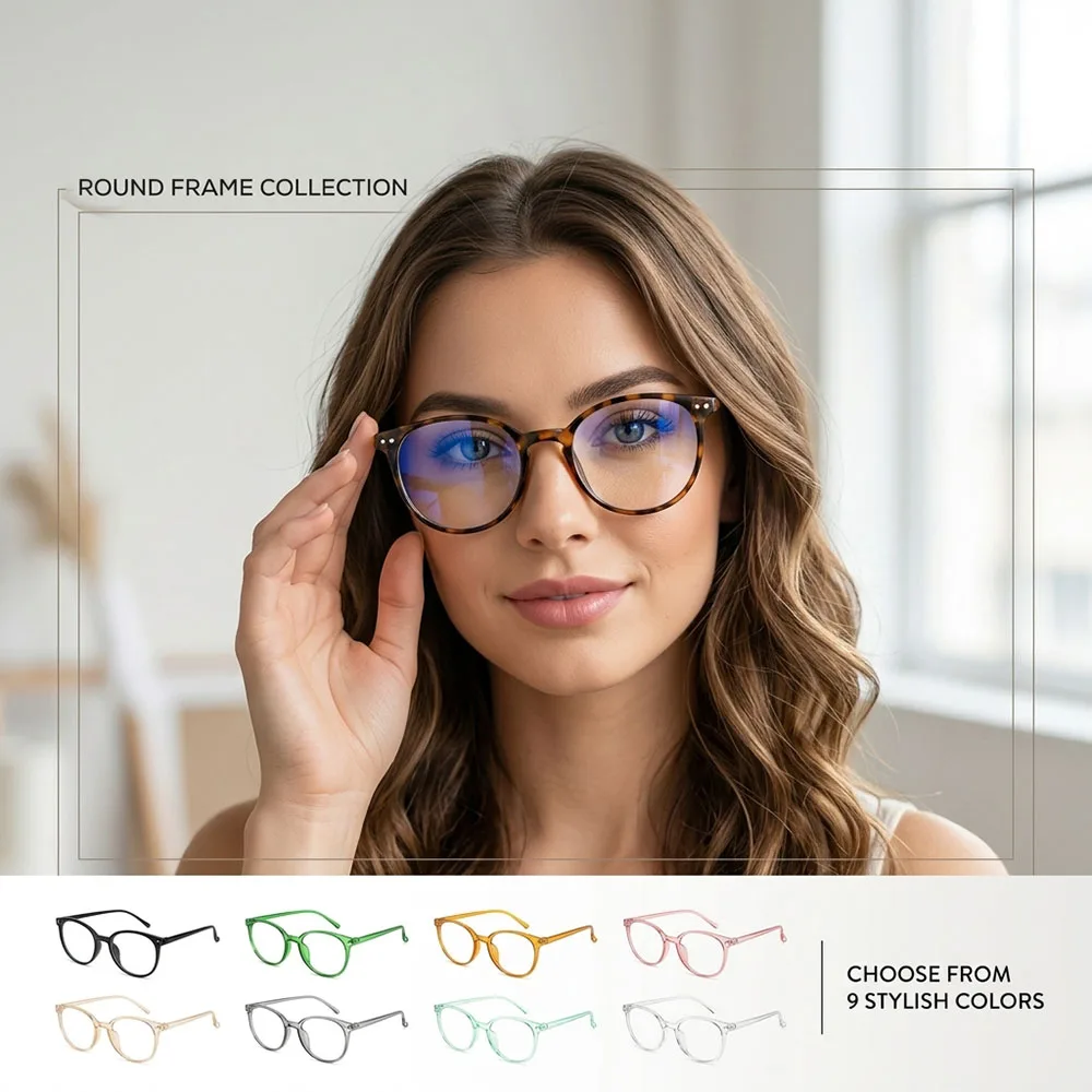 Oversized Round Glasses Frame Women Men Vintage Optical Eyewear Frame Clear Lens Fake Glasses Computer Eye Protection Spectacles