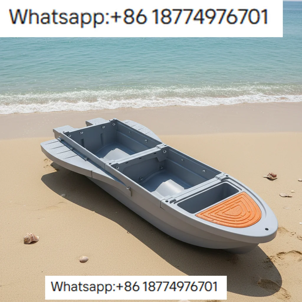 Outdoors Rigid Boat Sport Yacht Folding Lightweight PE Fishing Boat Vehicle-Mounted Rowing Boat with Drifting Features