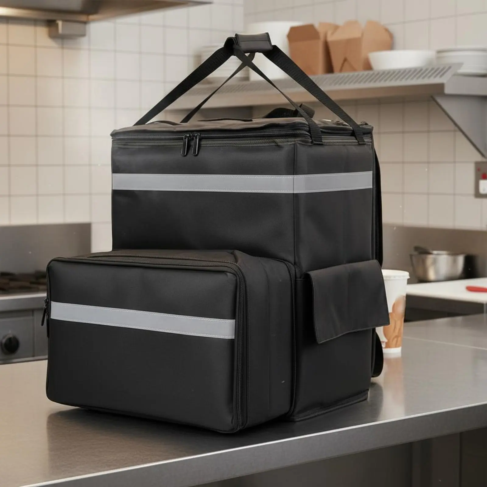 Insulated Delivery Backpack Hot and Cold Holding Food Delivery Backpack with Dividers Large Capacity for Couriers