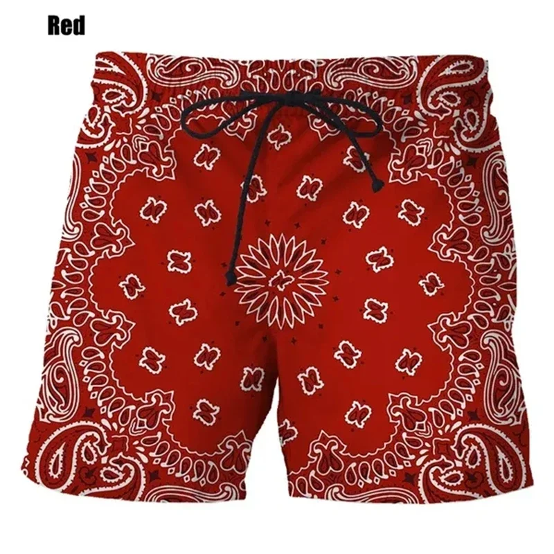 New Bandana Pattern Men And Women 3D Printed Harajuku Style Beach Shorts Fashion Water Sports Fitness Pants Surfboard Shorts