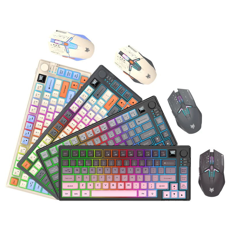 Dual-mode (2.4G+Bluetooth) keyboard and mouse combination set rechargeable with display and knob home office