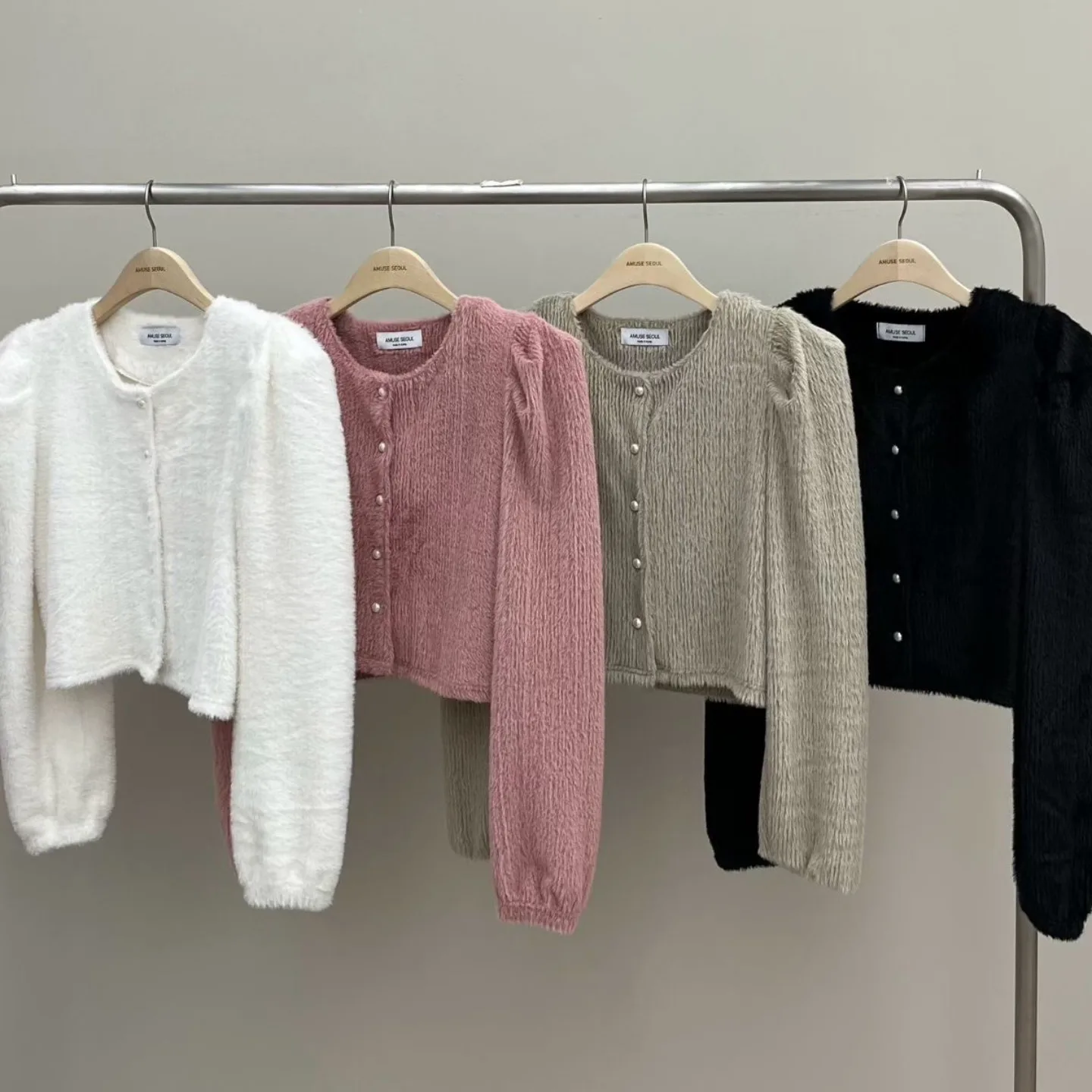 패셔너블한 캐주얼 퍼 텍스처 레트로 디자인 감성 가을 겨울 여성용 스트레이트 컷 코튼 아우터웨어