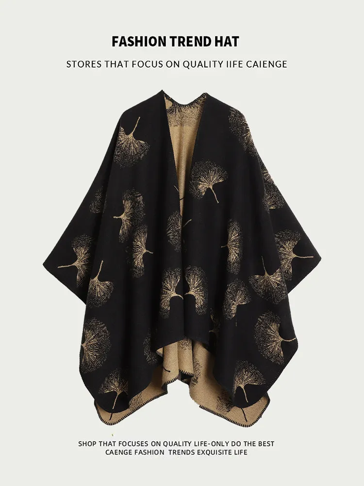 Autumn Winter Warm Poncho Striped Knitting Wraps Ethnic Style Pullover Versatile Shawl Women Fashion Holiday Outwear Shawl  D840