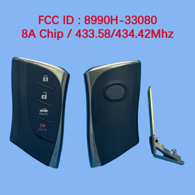 

CN052069 Послепродажный 4-кнопочный смарт-брелок 433,58/434,42 МГц FCC 8990H-33080 8A чип для Lexus ES350 2019+