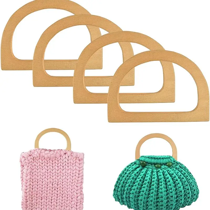 1Pcs Wood Half Circle D-shaped Bag Handle Crochet Knit Bag Handles Replacement DIY Handbags Purse Luggage Handcrafted Handle