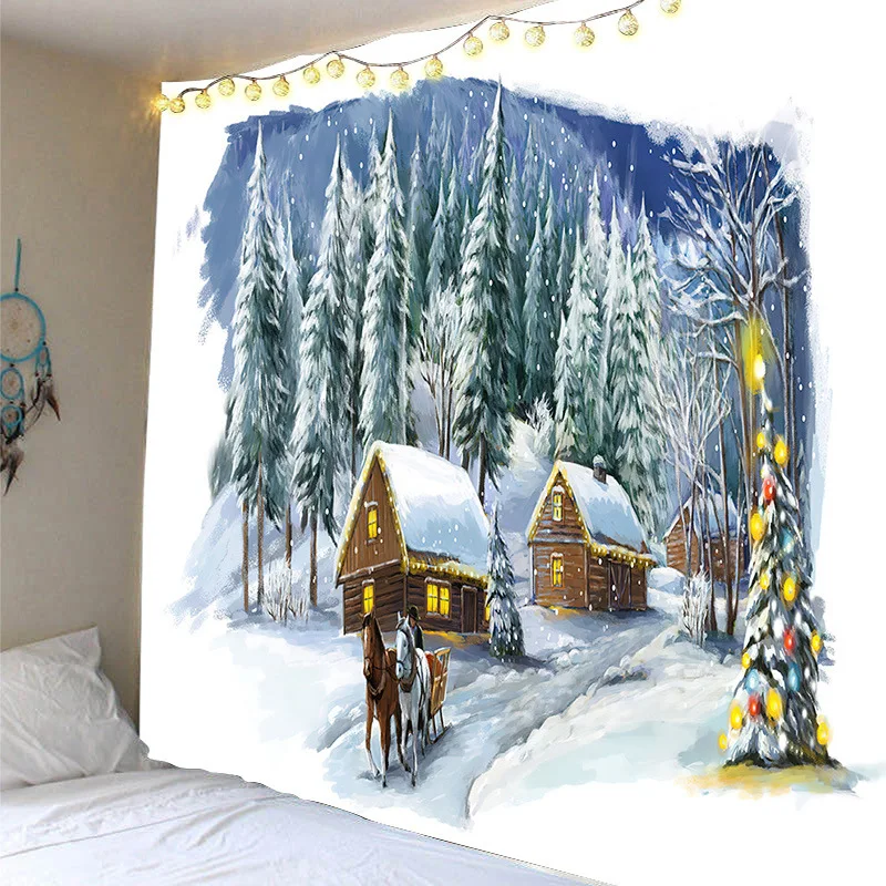 Christmas elk tapestry cartoon  ornaments bedroom room background wall home decoration pendant gift  hanging