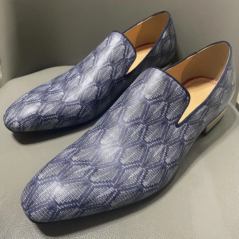 

Classic Fashion Print Leather Loafers Shoes For Man High Quality Slip-on Mens Dress Shoes Flats Casual Party Wedding Men's Shoes