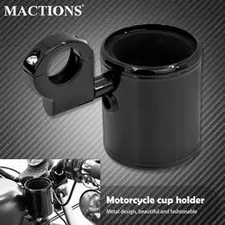 Motorcycle Black Handlebar Cup Holder Adjustable 22mm-32mm For Harley Sportster XL72 48 1200 883 Dyna Softail Touring Breakout