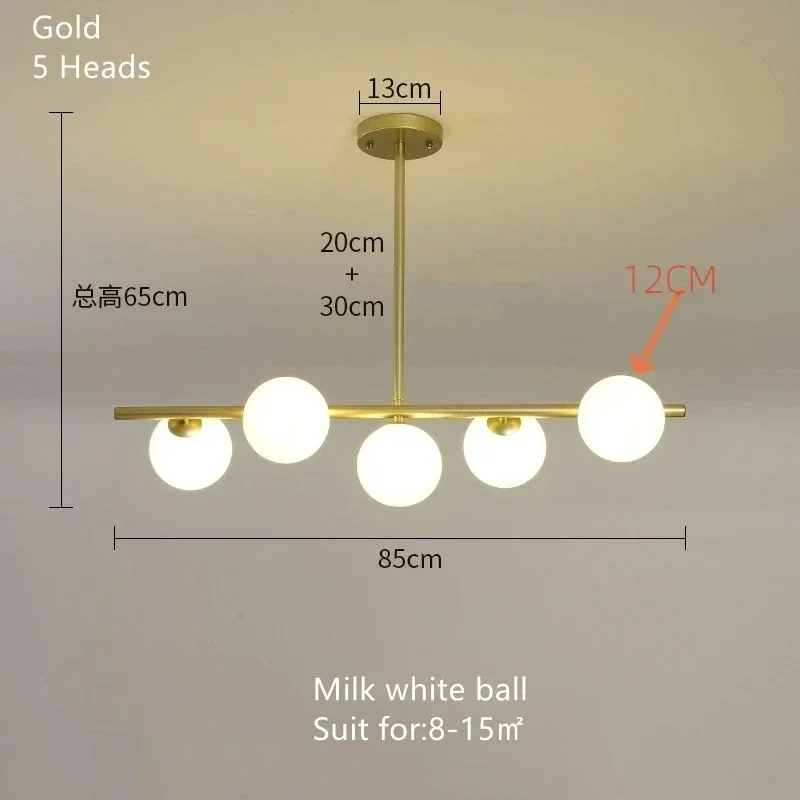 JIANKEXING Moderner 6-7 Köpfe Magic Bean Glas-Kronleuchter für Esszimmer, Küche, Insel, Wohnzimmer, Schlafzimmer, Loft, Haus, Beleuchtungskörper, Dekor 6