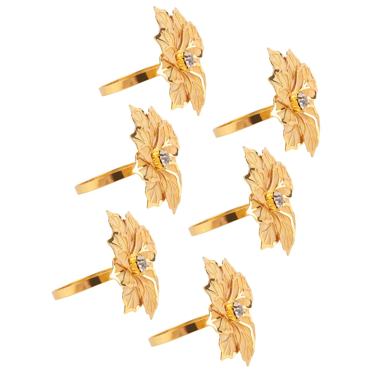 6Pack Napkin Rings, Gold Napkin Rings Buckles for Table Decorations, Wedding, Dinner,Party, DIY Decoration,Gold