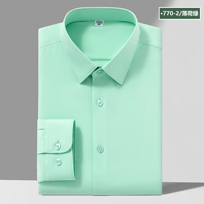 5XL Anti-Wrinkle Non-Iron Modal Casual Long Sleeve Men Shirt short sleeves Camisa Social Business black Blue White Office Shirt