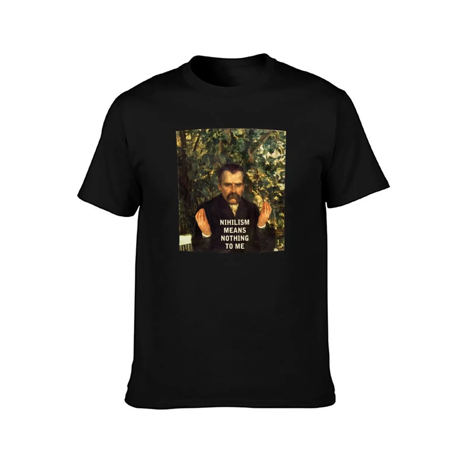 Nietzsche Funny Nihilism Means Nothing to Me T-Shirt, Summer Casual Cotton Tee, Oversized Streetwear Tops, Vintage Graphic Print