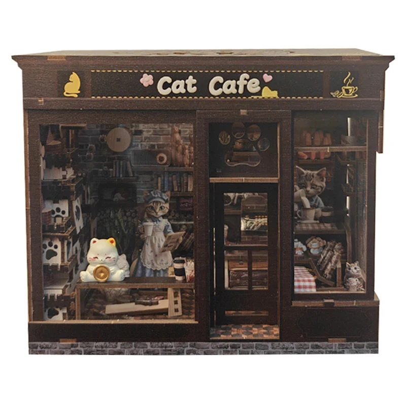

Деревянный миниатюрный конструктор OUZEY DIY: Кофейня-домик для кукол с мебелью и LED-подсветкой – идеальный подарок друзьям на день рождения