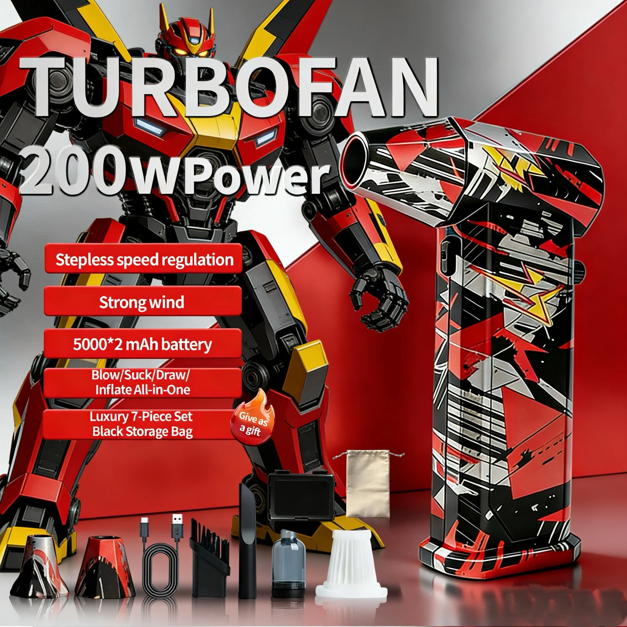 800000 دورة في الدقيقة X9 فرش 10000 مللي أمبير محرك كهربائي توربو مروحة نفاثة عالية السرعة توربو مروحة عنيفة قابلة للشحن منفاخ غبار قوي #1